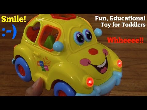 Educational Toy Car For Toddlers: A Yellow Beetle Shapes Car w/ Lights and Music Unboxing