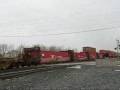 NS 9398 leads a stack train east through Pine Junction - Gary, IN. 01/03/09