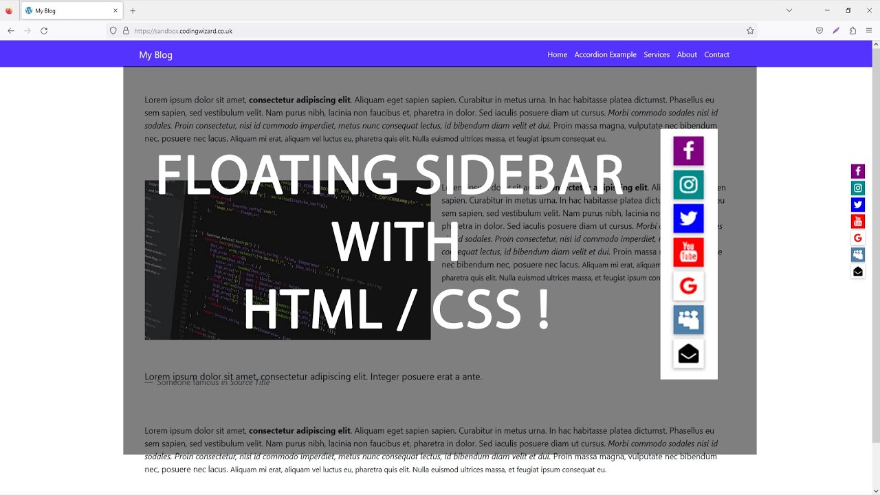Make a Custom Floating Social Sidebar with CSS & HTML Tutorial