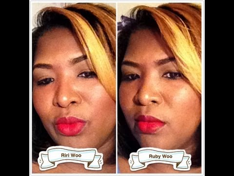 riri - Live lip swatches of both Riri Woo & Ruby Woo. For reference I'm Mac NW45/8.0 match master foundation. There is not a noticeable difference between the two l...