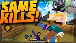 SAME KILL + WINNING CHALLENGE! Minecraft ` Hypixel Skywars! w/Justin