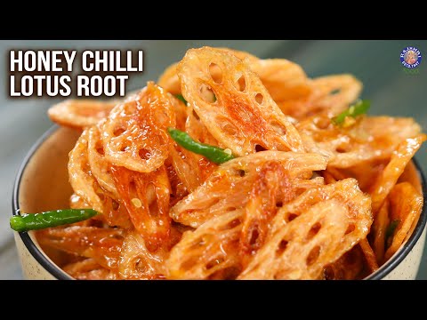 Crispy Honey Chilli Lotus Root Recipe | Fried Lotus Root in Honey Chilli Sauce | Veg Starter Ideas