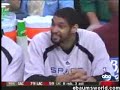 tim ducan getting ejected for laughing and sitting on the bench