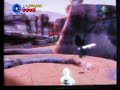 At the big gap, turn right. Hover across, then blow up the metal with a thermal detonator. Force the boxes on the right, jump up, hover across, then push the cart down. Follow the cart to the hole that it has created.