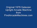 an original 1979 galaxian upright arcade machine that still has the 1979 copyright on the base of the monitor. in excellent condition for a 30 year old machine! tested with super galaxians game board. more videos to come featuring the original board. another great from findarcademachines.com