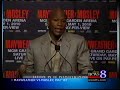 Floyd Mayweather pushing Shane Mosley