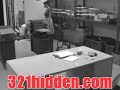 College coed seduces boss with legs spread on his desk