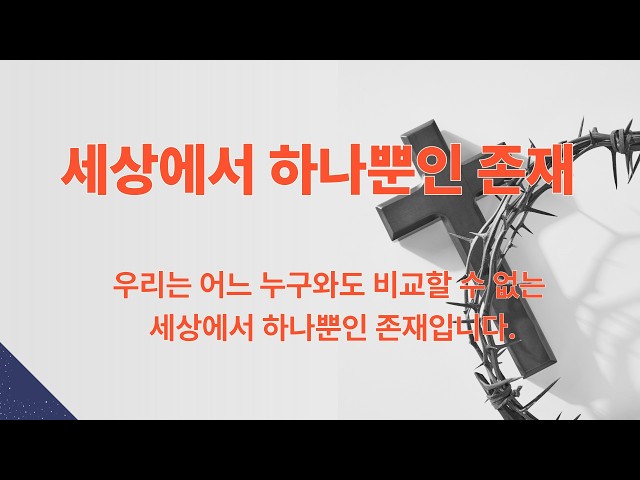 세상에서 하나뿐인 존재(마태복음 20:8~14)