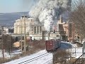 Steamtown's CNR. Mikado 3254 hammers out of Scranton, PA. in four degree snow covered weather with a Tobyhanna bound 