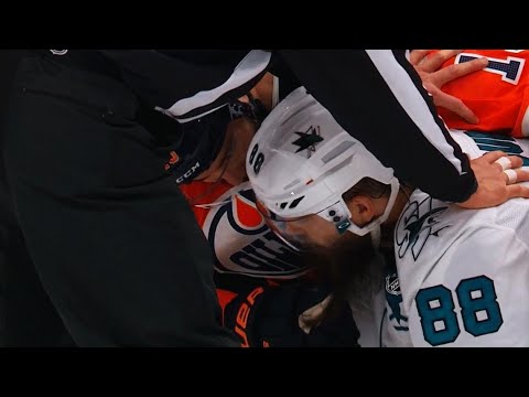 Video: Patrick Maroon tugs on the beard of Brent Burns