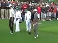 Tiger Woods hits a tee shot at #15 at The Masters