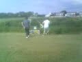 Paul in trolley and nettles Paul in trolley and nettles