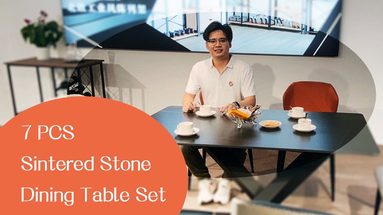 7 piece Sintered Stone Dining Table Set - Rex