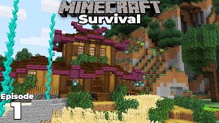 Minecraft 1.16 Survival : Ep 1 : Brand new Fantasy Starter House!