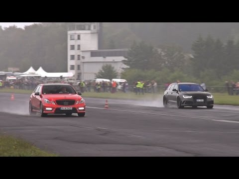 Mercedes E63 AMG PP-Performance (650HP) vs Audi RS6 Avant C7 (650HP) vs Audi R8 Capristo (440HP)