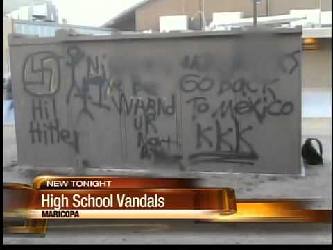 school vandalized - Valley neighborhood planning their own revenge on vandals painting their town with racism.