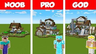 Minecraft NOOB vs PRO vs GOD: MODERN GREEN HOUSE BUILD CHALLENGE in Minecraft / Animation