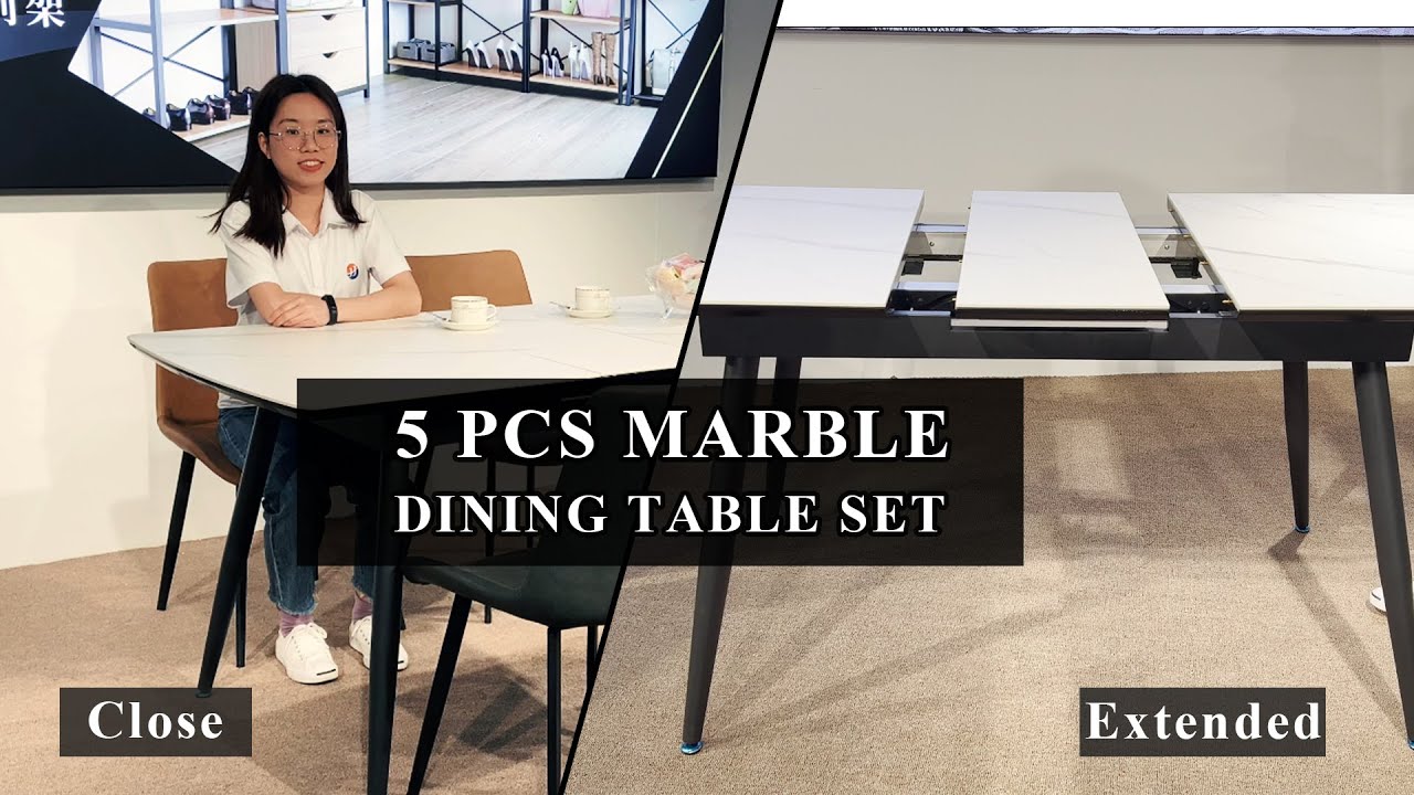 5 piece Marble Dining Table Set - Cindy