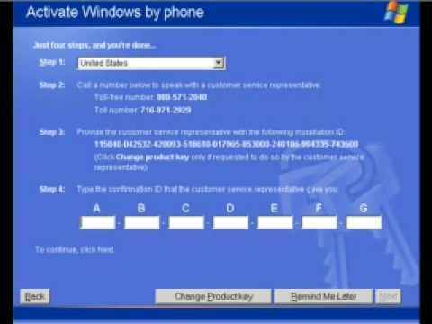 how to activate windows xp by phone in india
