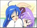 Konata fondles Kagami's head while I play apparently fitting music