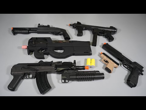 P90 - AK47 Grenade launcher Toy Gun - Airsoft Gun -  Glcok - M870 -  REALISTIC TOY GUNS collection