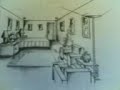 my bedroom/library perspective design