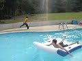 Nathan thrown in the pool Nathan thrown in the pool