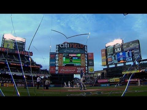 CWS@NYM: First pitch breaks glass of camera window_Baseball, MLB. Major League Baseball best videos. Sport of USA, MLB