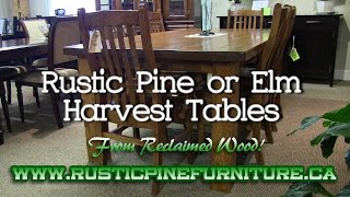 Mennonite Rustic Pine or Elm Mennonite Harvest Tables from Reclaimed Wood