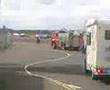 up front in a bedford fire worrier leeving the areena