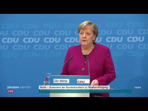 Bundeskanzlerin Angela Merkel zur Maaen-Einigung a ...