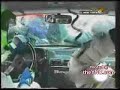 Rally Car Takes out crowd Rally Car Takes out crowd
