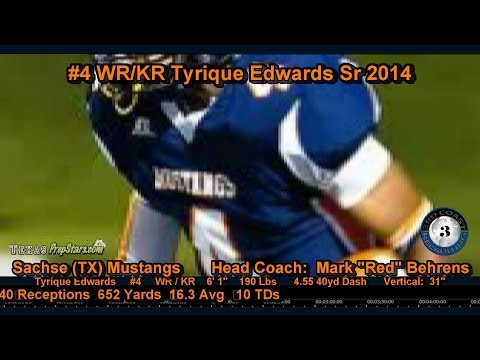 Tyrique - 3rd Coast Recruiting - #4 WR-KR - Tyrique Edwards - 2013 Season Highlights Tyrique Edwards, Sr 2014, Sachse Mustangs, is the true definition of a PLAYMAKER. ...