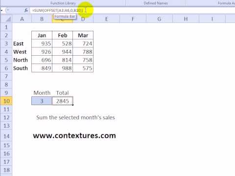 how to use the offset function in excel