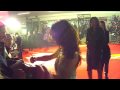 natassia malthe autographs photos for fans at brit awards red carpet 2008.