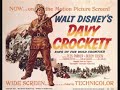 THE BALLAD OF DAVY CROCKETT
(Full Length 6:40 Min) 
Music by George Bruns 
Lyrics by Tom Blackburn 
© Disney. All rights reserved. 

DAVY CROCKETT
King of the Wild Frontier (USA 1955)
Fess Parker as Davy Crockett

Lyrics:
Born on a mountain top in Tennessee, greenest state in the land of the free 
Raised in the woods so's he knew ev'ry tree, kilt him a b'ar when he was only three 
Davy, Davy Crockett, king of the wild frontier! 

In eighteen thirteen the Creeks uprose, addin' redskin arrows to the country's woes 
Now, Injun fightin' is somethin' he knows, so he shoulders his rifle an' off he goes 
Davy, Davy Crockett, the man who don't know fear! 

Off through the woods he's a marchin' along, makin' up yarns an' a singin' a song 
Itchin' fer fightin' an' rightin' a wrong, he's ringy as a b'ar an' twic't as strong 
Davy, Davy Crockett, the buckskin buccaneer! 

Andy Jackson is our gen'ral's name, his reg'lar soldiers we'll put to shame 
Them redskin varmints us Volunteers'll tame, 'cause we got the guns with the sure-fire aim 
Davy, Davy Crockett, the champion of us all! 

Headed back to war from the ol' home place, but Red Stick was leadin' a merry chase 
Fightin' an' burnin' at a devil's pace, south to the swamps on the Florida Trace 
Davy, Davy Crockett, trackin' the redskins down! 

Fought single-handed through the Injun War, till the Creeks was whipped an' peace was in store 
An' while he was handlin' this risky chore, made hisself a legend for evermore 
Davy, Davy Crockett, king of the wild frontier! 

He give his word an' he give his hand, that his Injun friends could keep their land 
An' the rest of his life he took the stand, that justice was due every redskin band 
Davy, Davy Crockett, holdin' his promise dear! 

Home fer the winter with his family, happy as squirrels in the ol' gum tree 
Bein' the father he wanted to be, close to his boys as the pod an' the pea 
Davy, Davy Crockett, holdin' his young'uns dear! 

But the ice went out an' the warm winds came, an' the meltin' snow showed tracks of game 
An' the flowers of Spring filled the woods with flame, an' all of a sudden life got too tame 
Davy, Davy Crockett, headin' on West again! 

Off through the woods we're ridin' along, makin' up yarns an' singin' a song 
He's ringy as a b'ar an' twict as strong, an' knows he's right 'cause he ain' often wrong 
Davy, Davy Crockett, the man who don't know fear! 

Lookin' fer a place where the air smells clean, where the trees is tall an' the grass is green 
Where the fish is fat in an untouched stream, an' the teemin' woods is a hunter's dream 
Davy, Davy Crockett, lookin' fer Paradise! 

Now he's lost his love an' his grief was gall, in his heart he wanted to leave it all 
An' lose himself in the forests tall, but he answered instead his country's call 
Davy, Davy Crockett, beginnin' his campaign! 

Needin' his help they didn't vote blind, They put in Davy 'cause he was their kind 
Sent up to Nashville the best they could find, a fightin' spirit an' a thinkin' mind 
Davy, Davy Crockett, choice of the whole frontier! 

The votes were counted an' he won hands down, so they sent him off to Washin'ton town 
With his best dress suit still his buckskins brown, a livin' legend of growin' renown 
Davy, Davy Crockett, the Canebrake Congressman! 

He went off to Congress an' served a spell, fixin' up the Govern'ments an' laws as well 
Took over Washin'ton so we heered tell, an' patched up the crack in the Liberty Bell 
Davy, Davy Crockett, seein' his duty clear! 

Him an' his jokes travelled all through the land, an' his speeches made him friends to beat the band 
His politickin' was their favorite brand, an' everyone wanted to shake his hand 
Davy, Davy Crockett, helpin' his legend grow! 

He knew when he spoke he sounded the knell, of his hopes for White House an' fame as well 
But he spoke out strong so hist'ry books tell, an' patched up the crack in the Liberty Bell 
Davy, Davy Crockett, seein' his duty clear! 

When he come home his politickin' done, the western march had just begun 
So he packed his gear an' his trusty gun, an' lit out grinnin' to follow the sun 
Davy, Davy Crockett, leadin' the pioneer! 

He heard of Houston an' Austin so, to the Texas plains he jest had to go 
Where freedom was fightin' another foe, an' they needed him at the Alamo 
Davy, Davy Crockett, the man who don't know fear! 

His land is biggest an' his land is best, from grassy plains to the mountain crest 
He's ahead of us all meetin' the test, followin' his legend into the West 
Davy, Davy Crockett, king of the wild frontier!