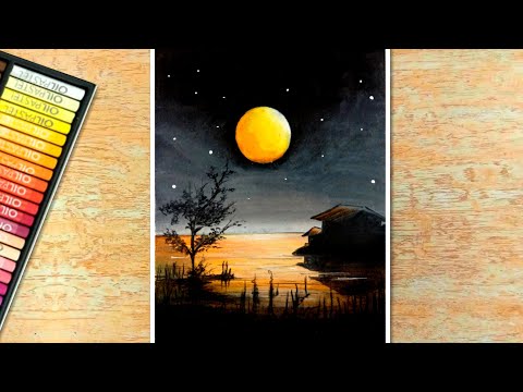 video-linktoworks-How to Draw Moonlight Scenery | Easy Oil Pastel...