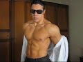 Hot muscle man undressing and flexing muscles on webcam
