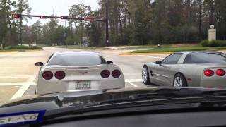 Two Turkeys on Thanksgiving Wrecking their Corvettes in The Woodlands