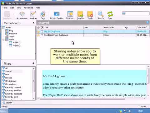Organize sticky notes by tagging & starring