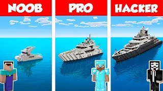 Minecraft NOOB vs PRO vs HACKER: MODERN YACHT HOUSE BUILD CHALLENGE in Minecraft / Animation