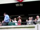 rebecca romijn waving to us at belmont stakes 2007
