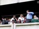rebecca romijn waving to us at belmont stakes 2007