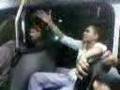 The crew singing on public bus