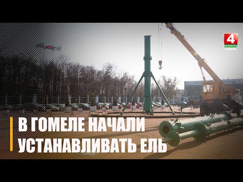 В Гомеле приступили к монтажу главного новогоднего символа региона видео