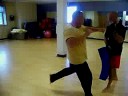 Raanan and Matt leg kick training