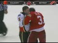 Phaneuf Absolutally destroys Hudler and fights Lilja.