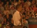 Barack Obama fist bumps audience member