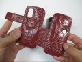 PDair Leather Case for Nokia N97 mini - Book Type (Red/Crocodile Pattern)