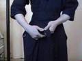 wearing KendoGi Hakama and katana